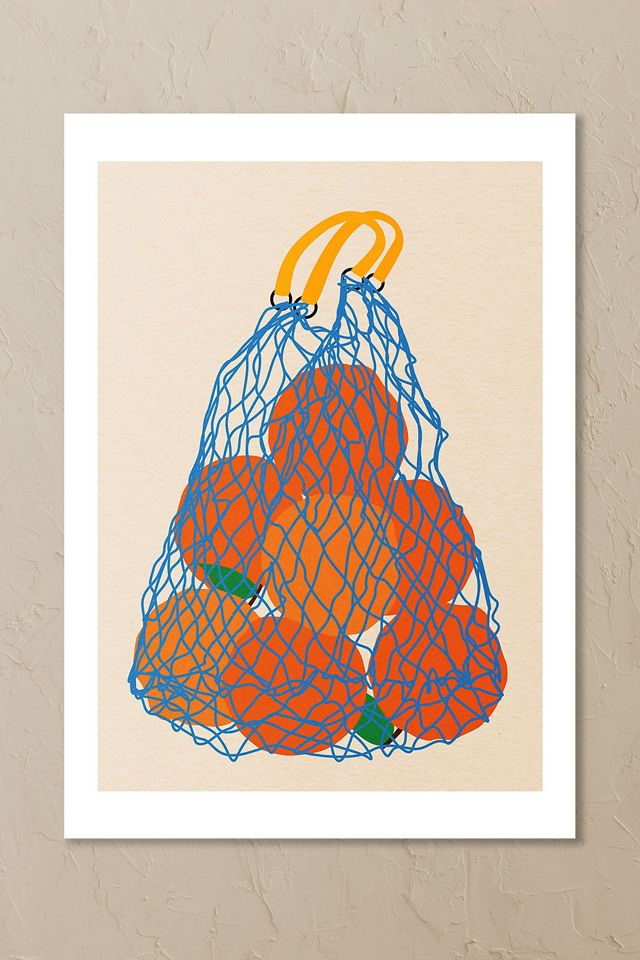 East End Prints Oranges In a Net Bag Wall Art Print #1