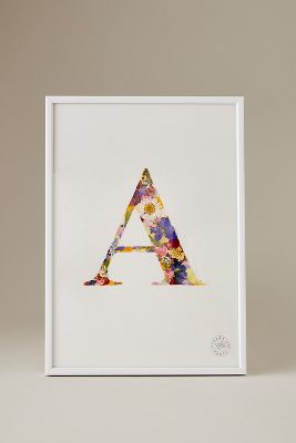 Herbarium Pressed Flower Monogram Frame In White