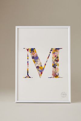 Herbarium Pressed Flower Monogram Frame In White