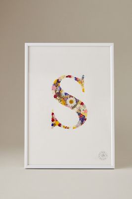 Herbarium Pressed Flower Monogram Frame In White