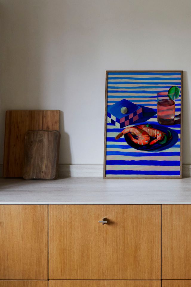 Shrimp & Stripes by Misfitting Things Framed Wall Art Print #1