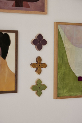 Paper Collective Ceramic Wall Flowers, Set Of 3 In Multi