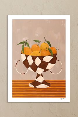 The Poster Club Citrons & Oranges dans un Vase à Carreaux Impression d'Art
