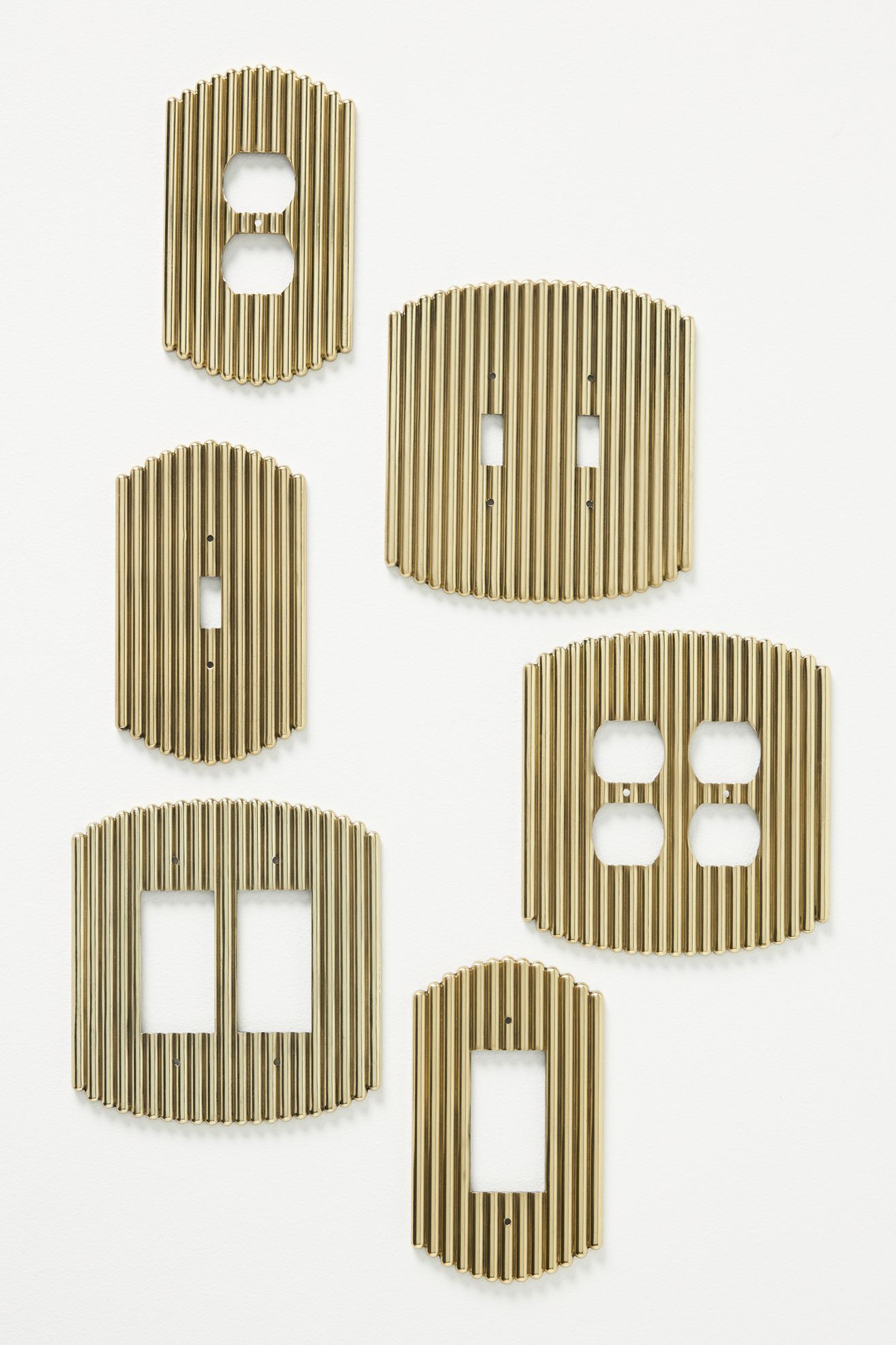 Pavia Switch Plate - Polished Brass, Double Outlet