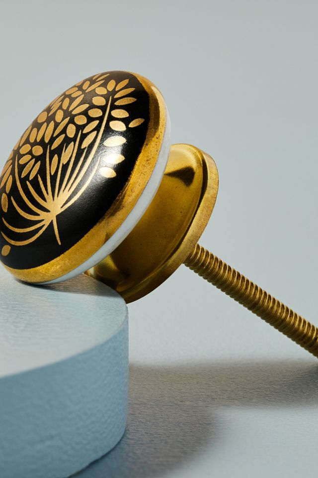 Bouton Métallique à Décalque Floral #1