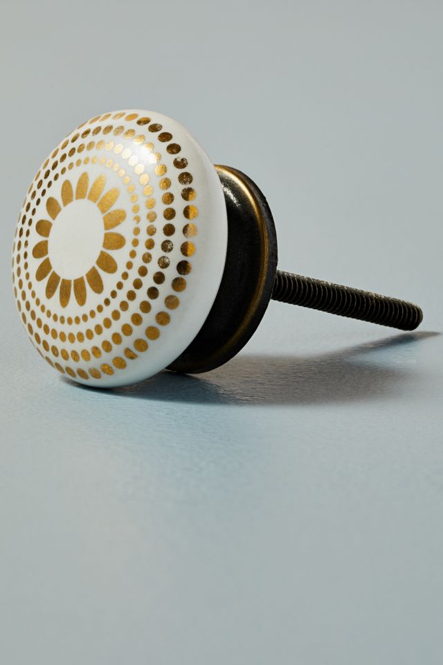 Floral Decaled Ceramic Knob #1
