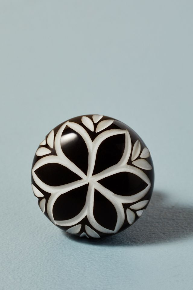 Resin Carved Floral Knob #1