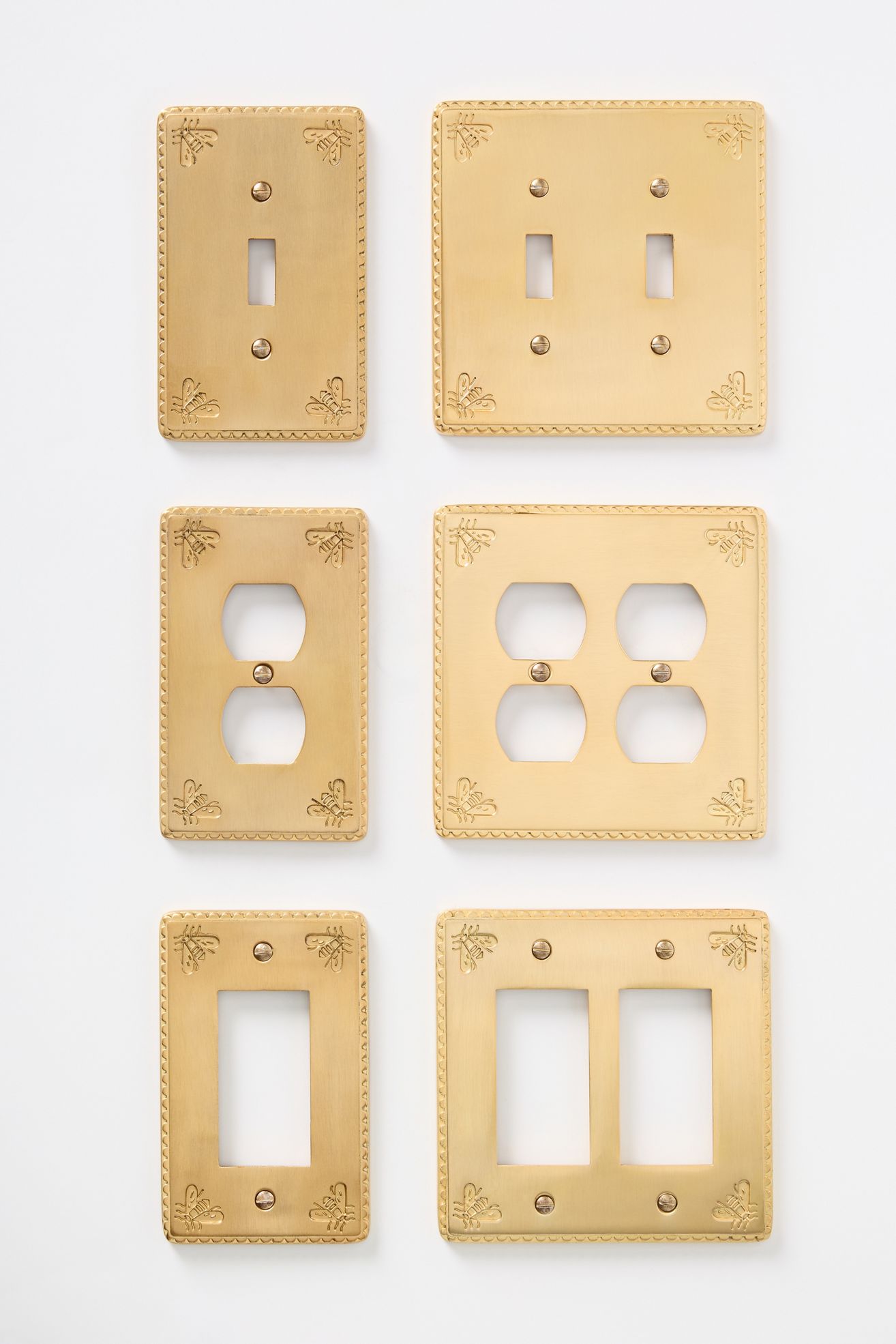 Isabella Bee Switch Plate - Brushed Brass, Double Toggle