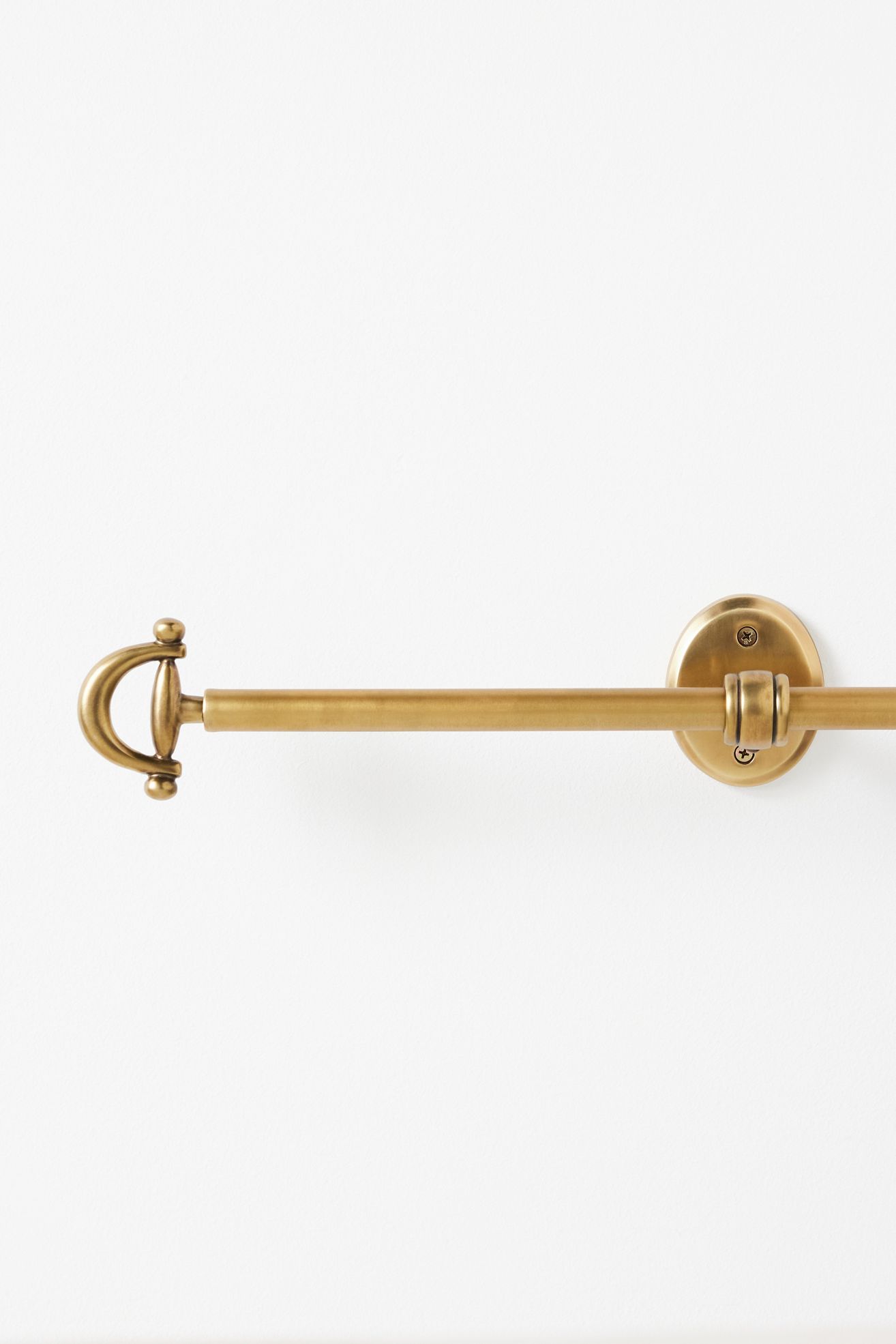 Equestrian Brass Curtain Rod - Antiqued Brass, Standard, 48-88"