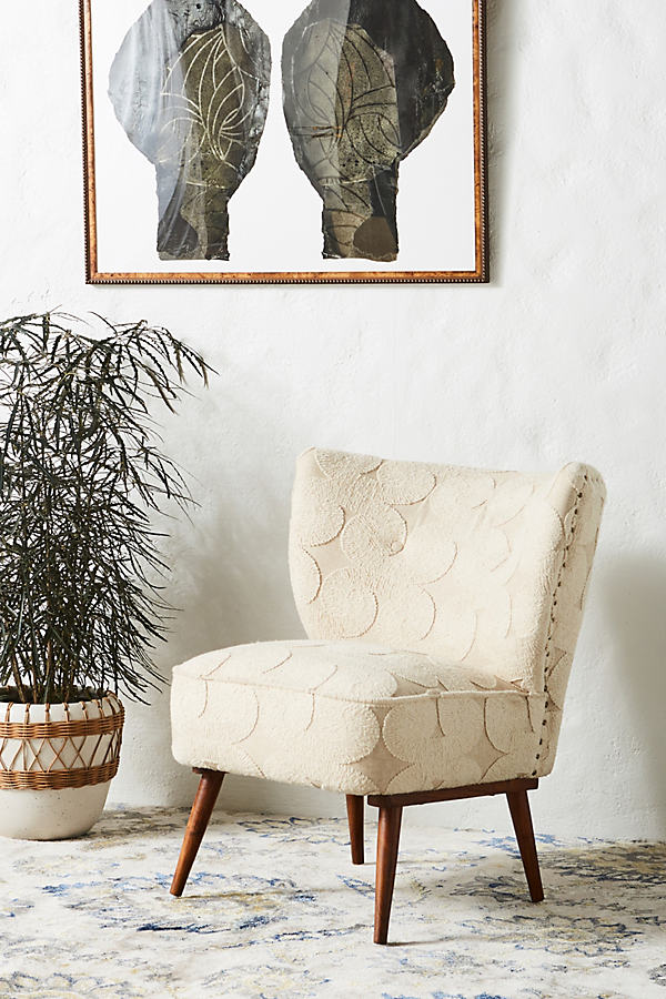 Mumbai Textured Linen-Upholstered Armless Accent Chair