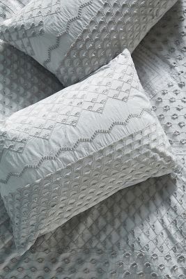 Anthropologie Embellished Fiona Shams By  In Grey Size S2 Qn Sham