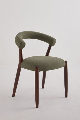 Anthropologie Elsa Aquaclean Boucle-upholstered Fsc Beech Wood Dining Chair In Green