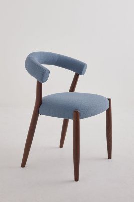 Anthropologie Elsa Aquaclean Boucle-upholstered Fsc Beech Wood Dining Chair In Blue