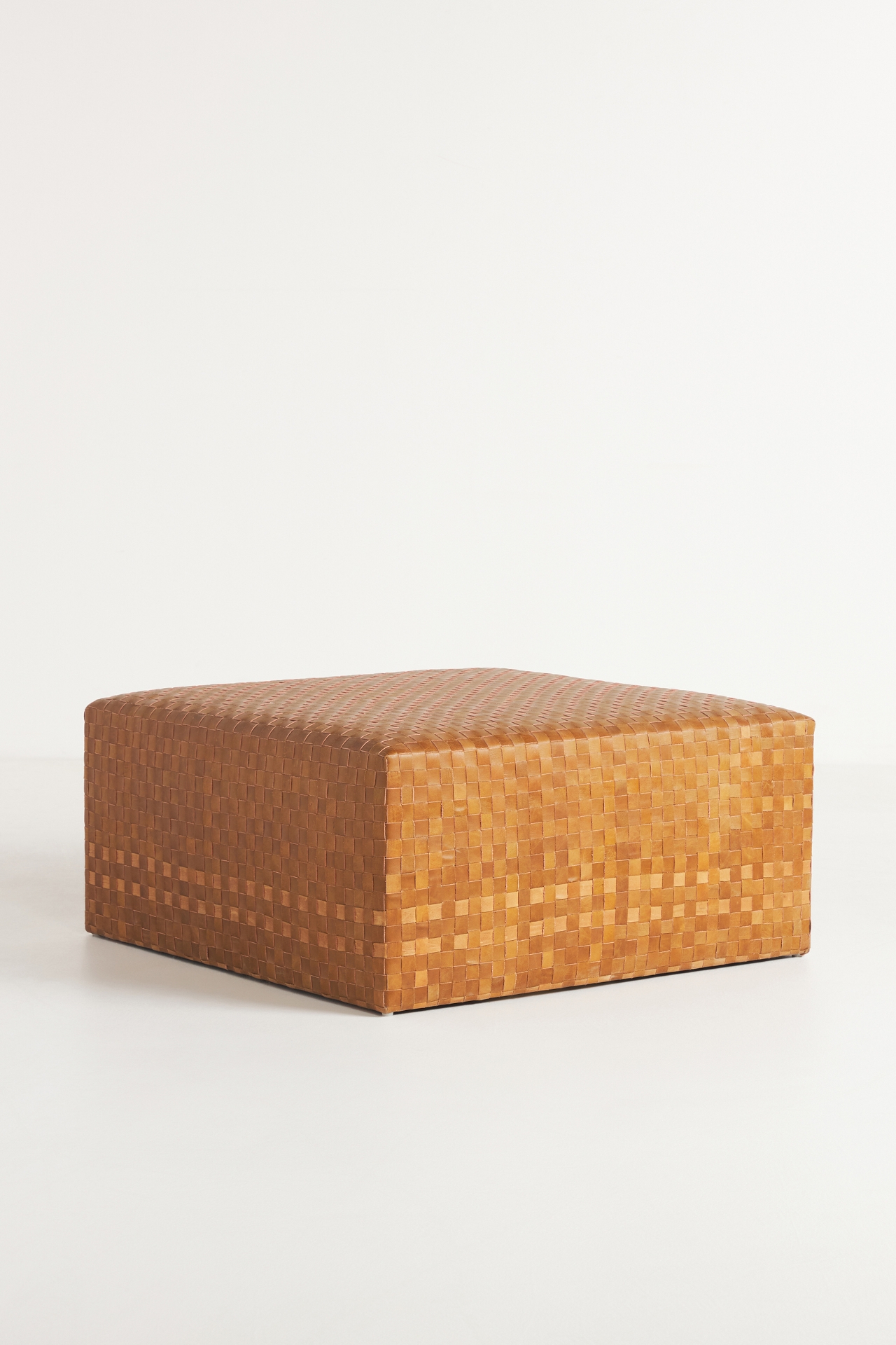 Cove Woven Leather Ottoman