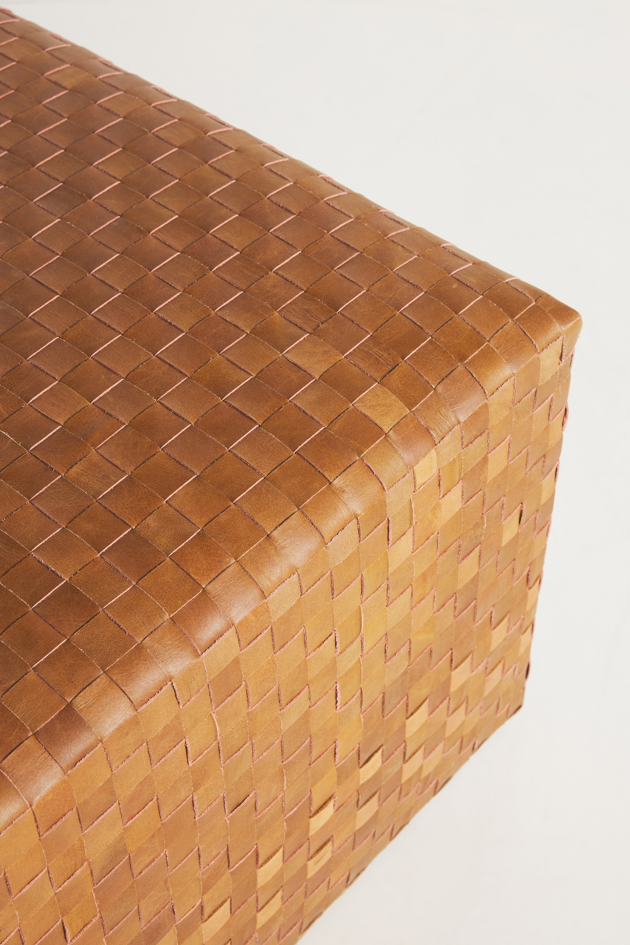 Cove Woven Leather Ottoman