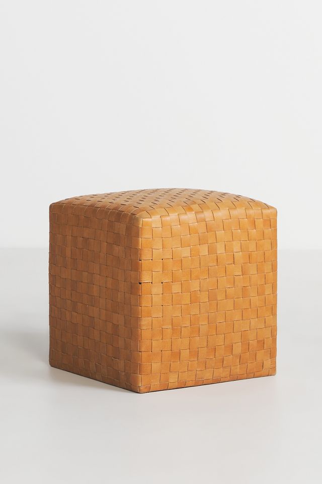 Cove Woven Leather Ottoman