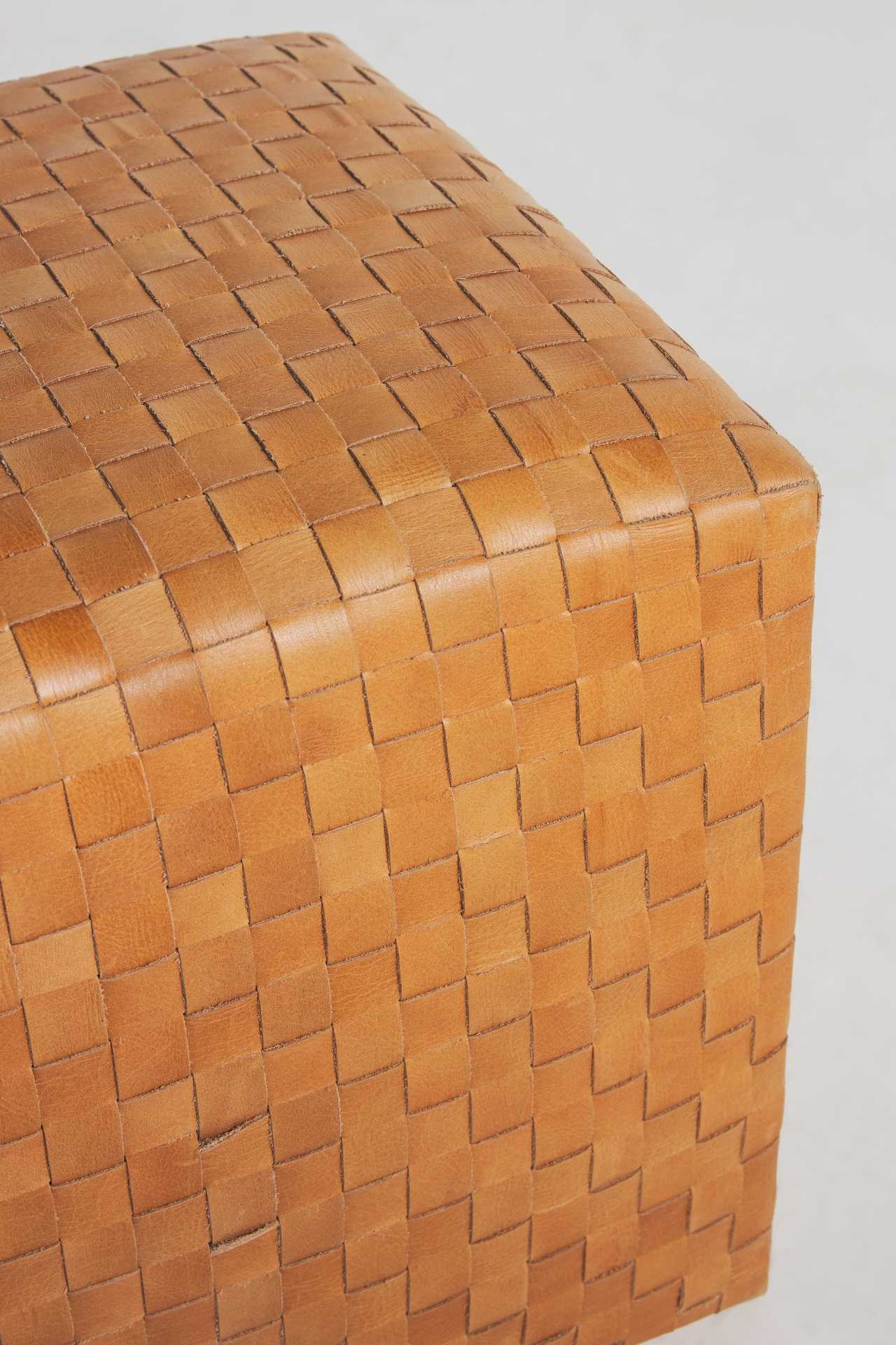 Cove Woven Leather Ottoman