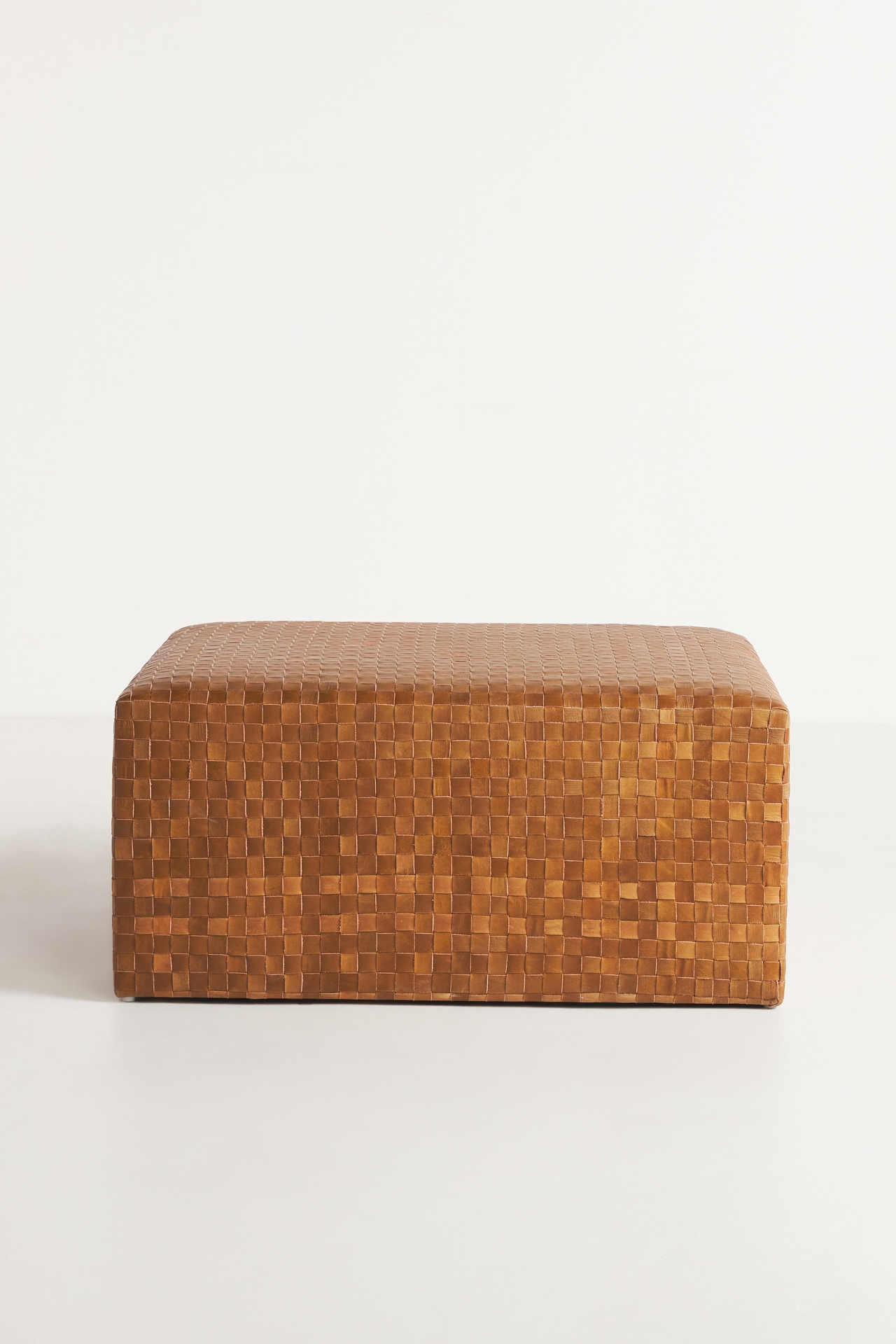 Cove Woven Leather Ottoman