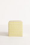 Cove Woven Leather Ottoman | Anthropologie