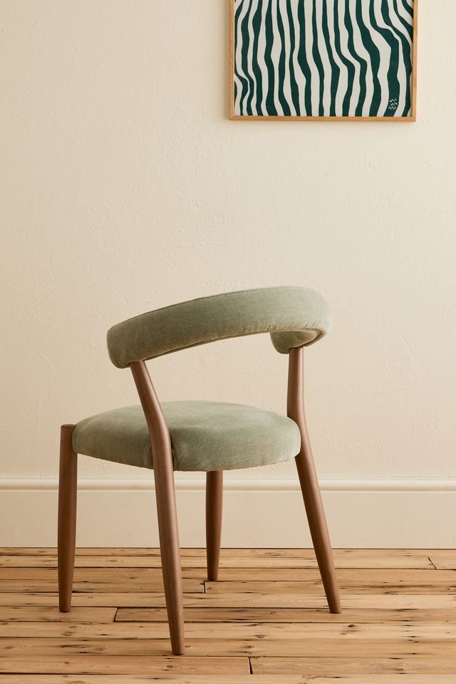 Elsa Chenille Weave-Upholstered Beech Wood Dining Chair #1