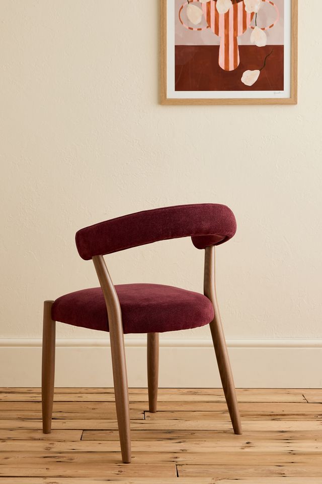 Elsa Chenille Weave-Upholstered Beech Wood Dining Chair #1