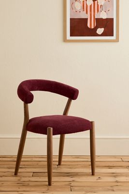 Elsa Chenille Weave-Upholstered Beech Wood Dining Chair