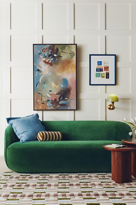 Anthropologie Cosette Velvet 83" Sofa In Green