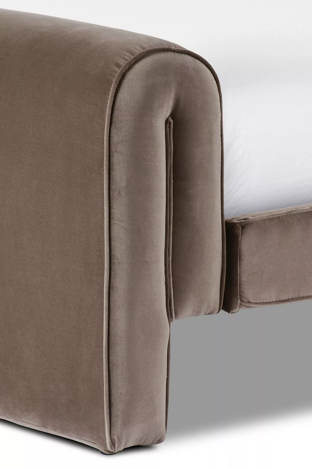 Close-up of velvet arm and seam
