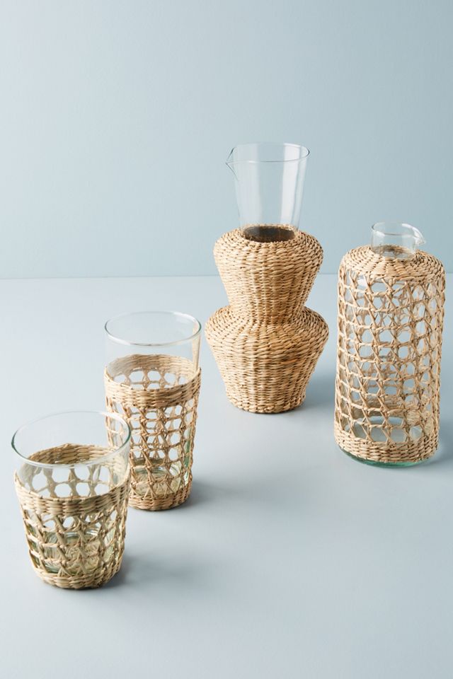Seagrass-Wrapped Highball Glasses, Set of 4 #1