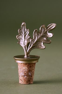 NKUKU NKUKU OAK LEAF BRASS BOTTLE STOPPER 