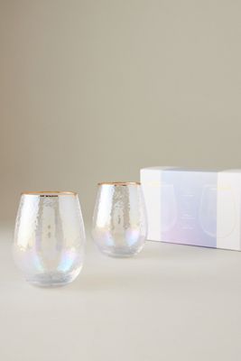 Verres à vin sans pied Zaza Lustered, Lot de 2
