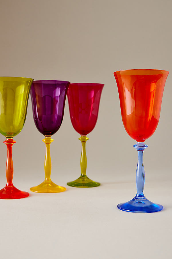 Anna + Nina Multicoloured Wine Glass, Set of 4
