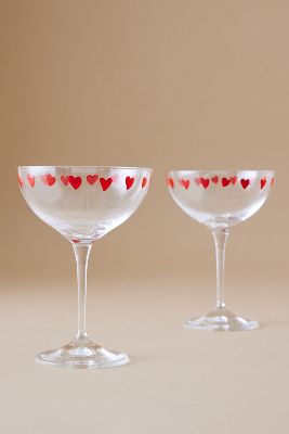 Anna + Nina Classic Love Champagne Glass, Set Of 2 In Transparent