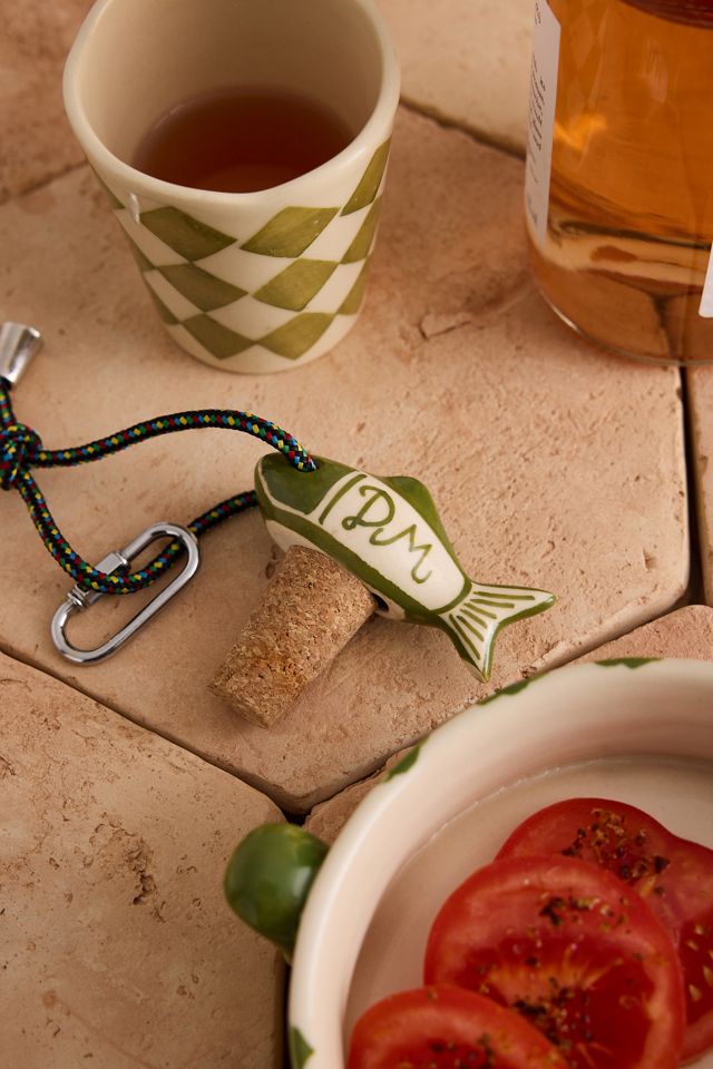 Damson Madder Handpainted Ceramic Fish Bottle Stopper #1
