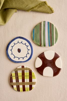 Damson Madder Wavy Coasters, Set of 4
