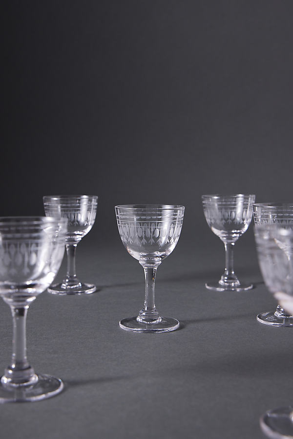 The Vintage List Crystal Stemmed Liqueur Glasses, Set of 6