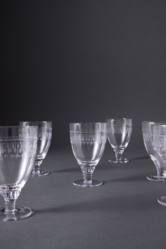 La Lista Vintage Copas de Vino Bistro Grabadas, Juego de 6 #1