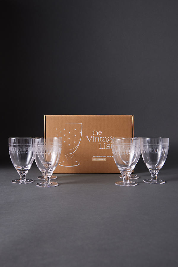 The Vintage List Engraved Bistro Wine Glasses, Set of 6