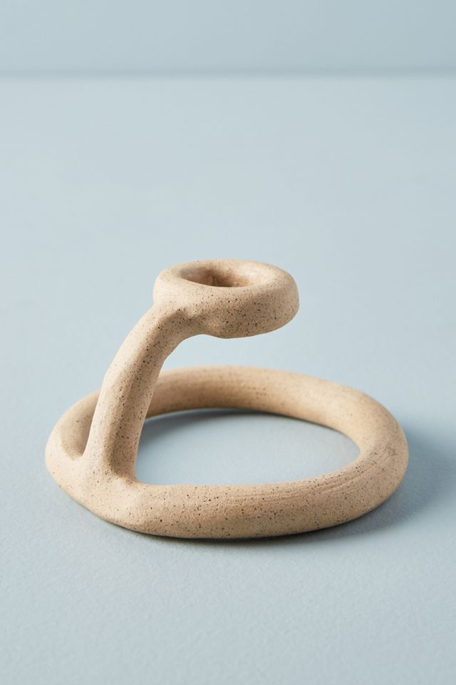 Wrapped Stoneware Taper Holder #2