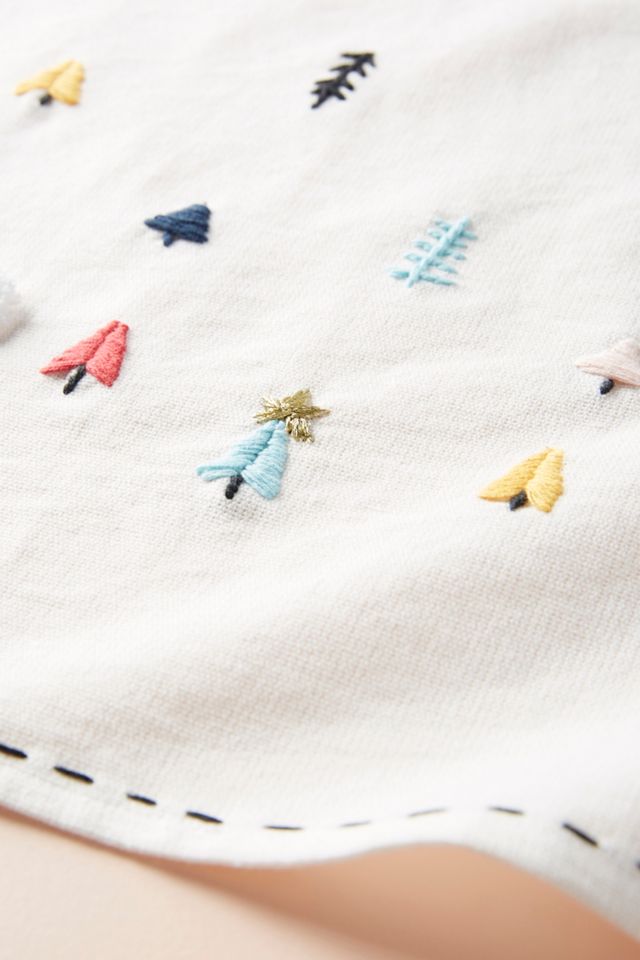 Tree-Embroidered Dish Towel #1