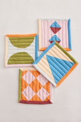 Sous-verres à coutures &Klevering, ensemble de 4