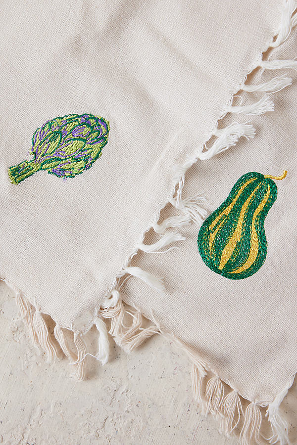 Set of 2 Anna + Nina Vegetable Embroidered Napkins
