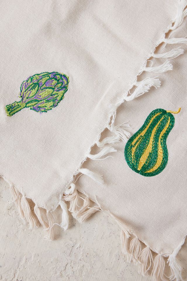 Lot de 2 serviette en papier Anna + Nina motif légumes brodés #1