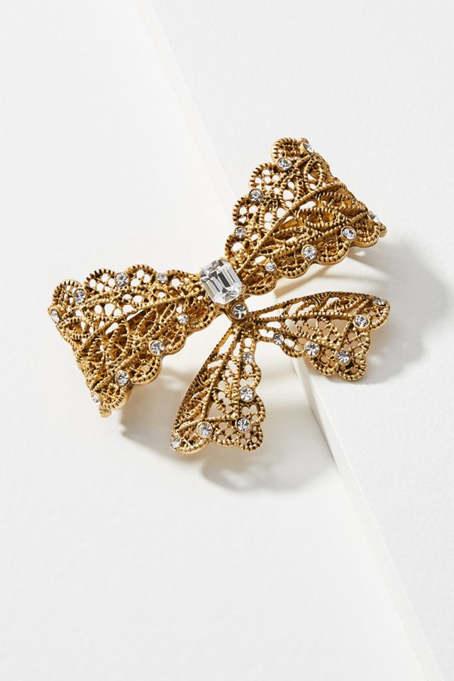 NWT Anthropologie Embellished Bow Barrette Wine Embellished Bow Barrette | Anthropologie main image 3
