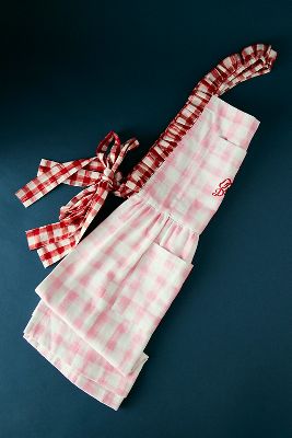 Damson Madder Mandy Gingham Apron In Red