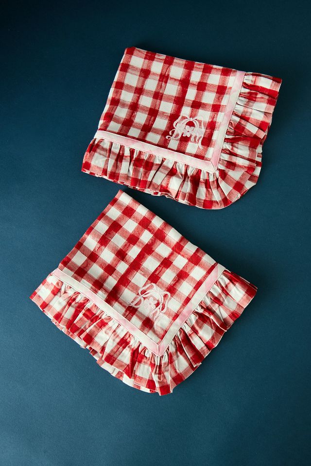 Damson Madder Gingham Ruffle Placemats, Set of 2 | Anthropologie UK