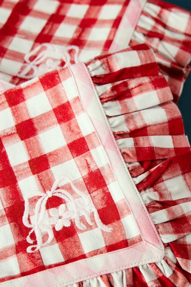 Damson Madder Gingham Ruffle Placemats, Set of 2 | Anthropologie UK