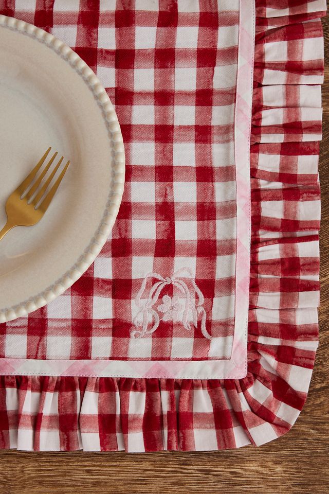 Damson Madder Gingham Ruffle Placemats, Set of 2 #1
