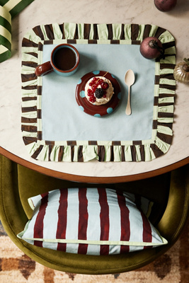 Damson Madder Ruffle Embroidered Placemats, Set Of 2