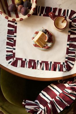 Damson Madder Ruffle Embroidered Placemats, Set of 2
